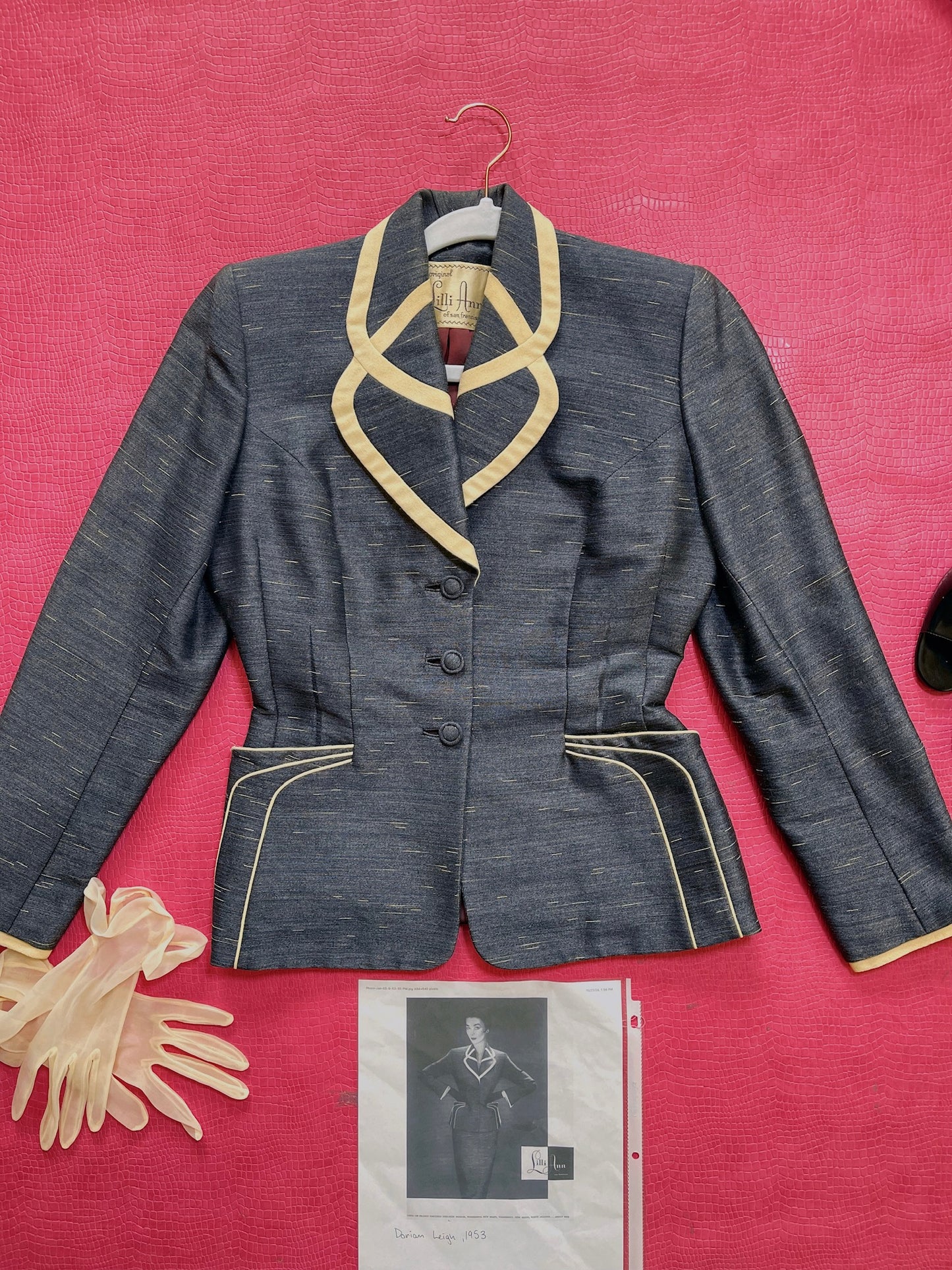 Vintage 50s "Lilli Ann San Francisco" Sharkskin Blazer *Documented* - Best Fits Size XS-S