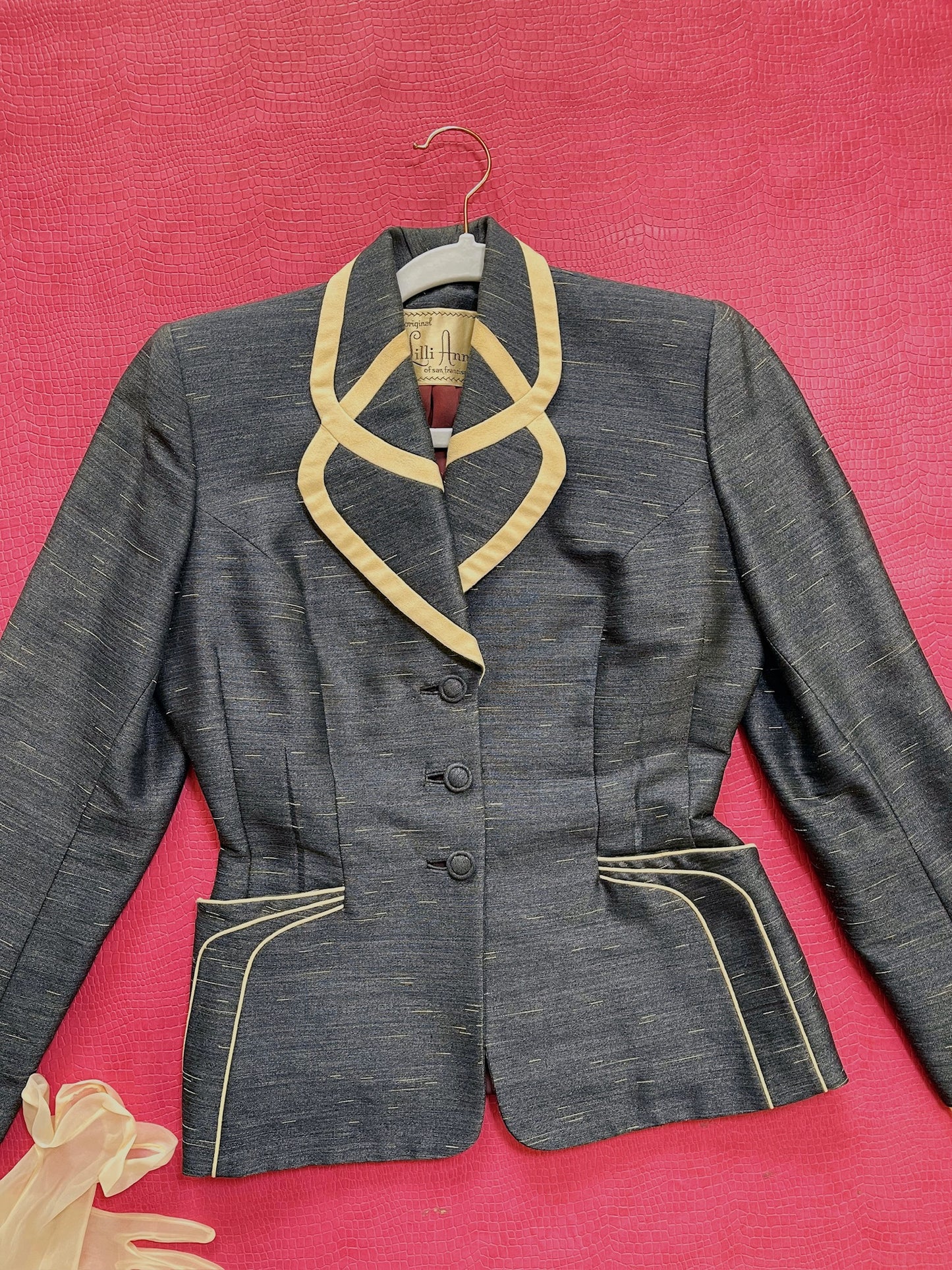 Vintage 50s "Lilli Ann San Francisco" Sharkskin Blazer *Documented* - Best Fits Size XS-S