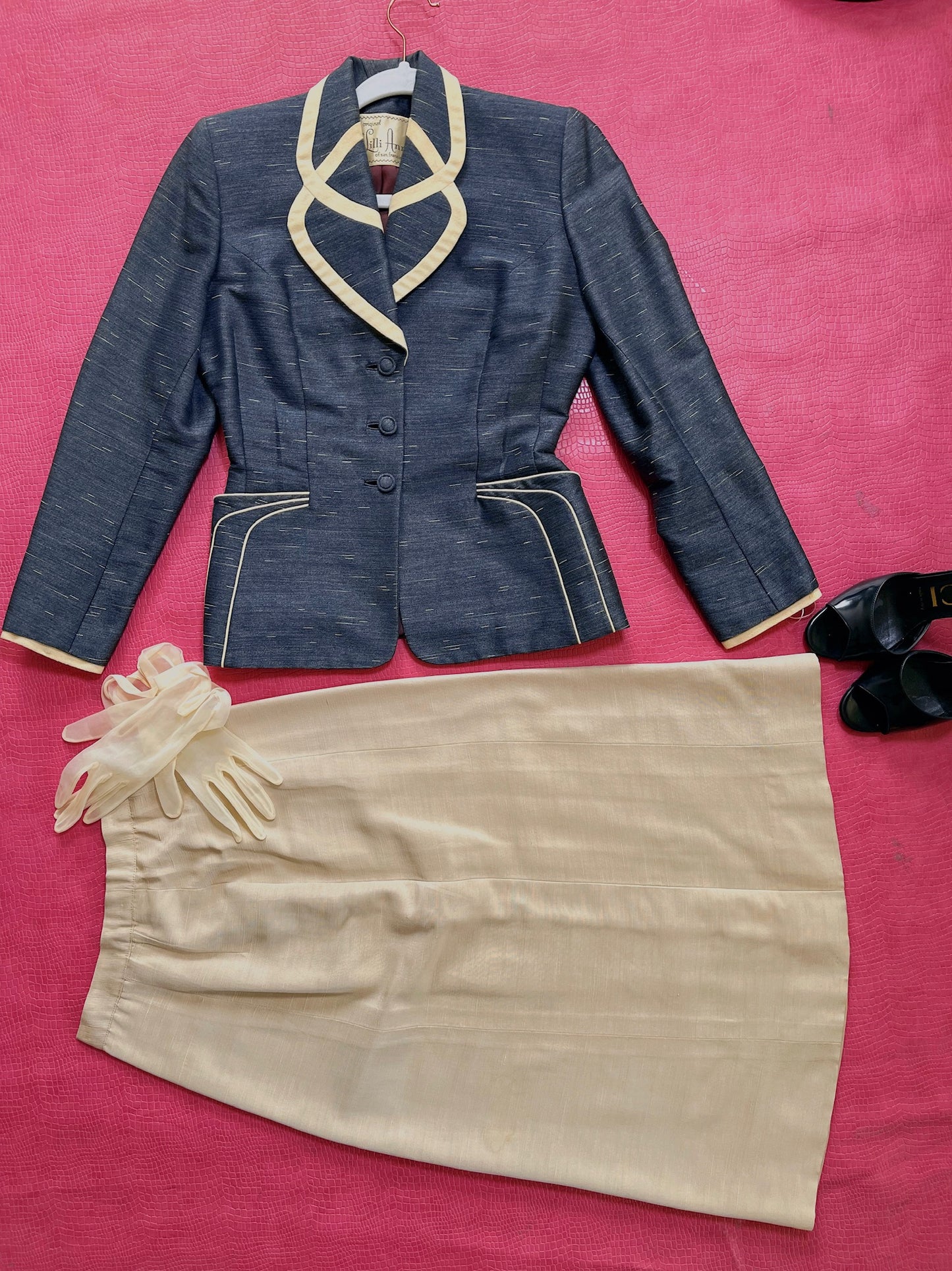 Vintage 50s "Lilli Ann San Francisco" Sharkskin Blazer *Documented* - Best Fits Size XS-S