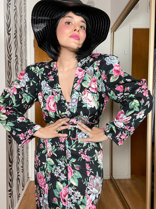 Vintage 80s 90s "Karen Alexander" Floral Dress - Best Fits Sizes XS-M