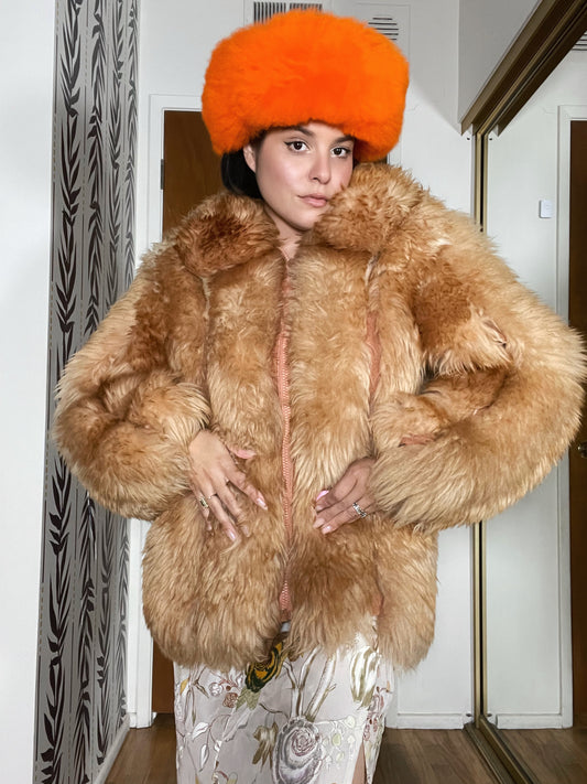 Vintage 70s 80s "Dino Ricco Originals" Brown Fuzzy Teddy Bear Jacket - Fits Most Sizes