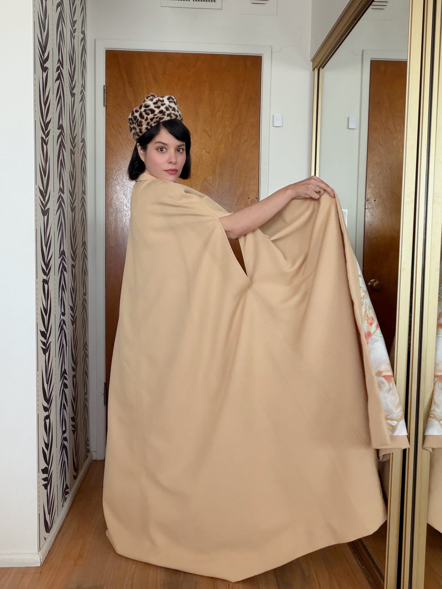 Vintage 50s/ 60s Cheetah Plush Box Hat