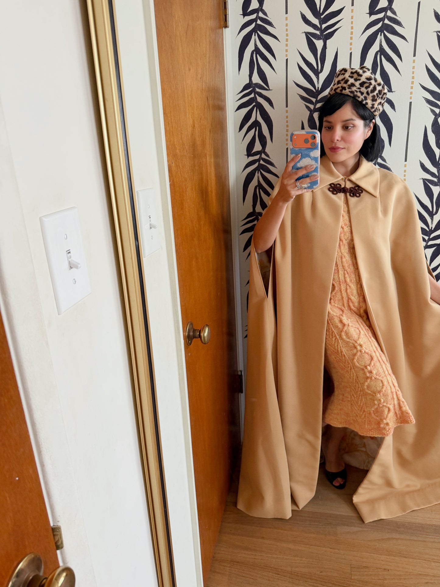 Vintage 50s/ 60s Cheetah Plush Box Hat