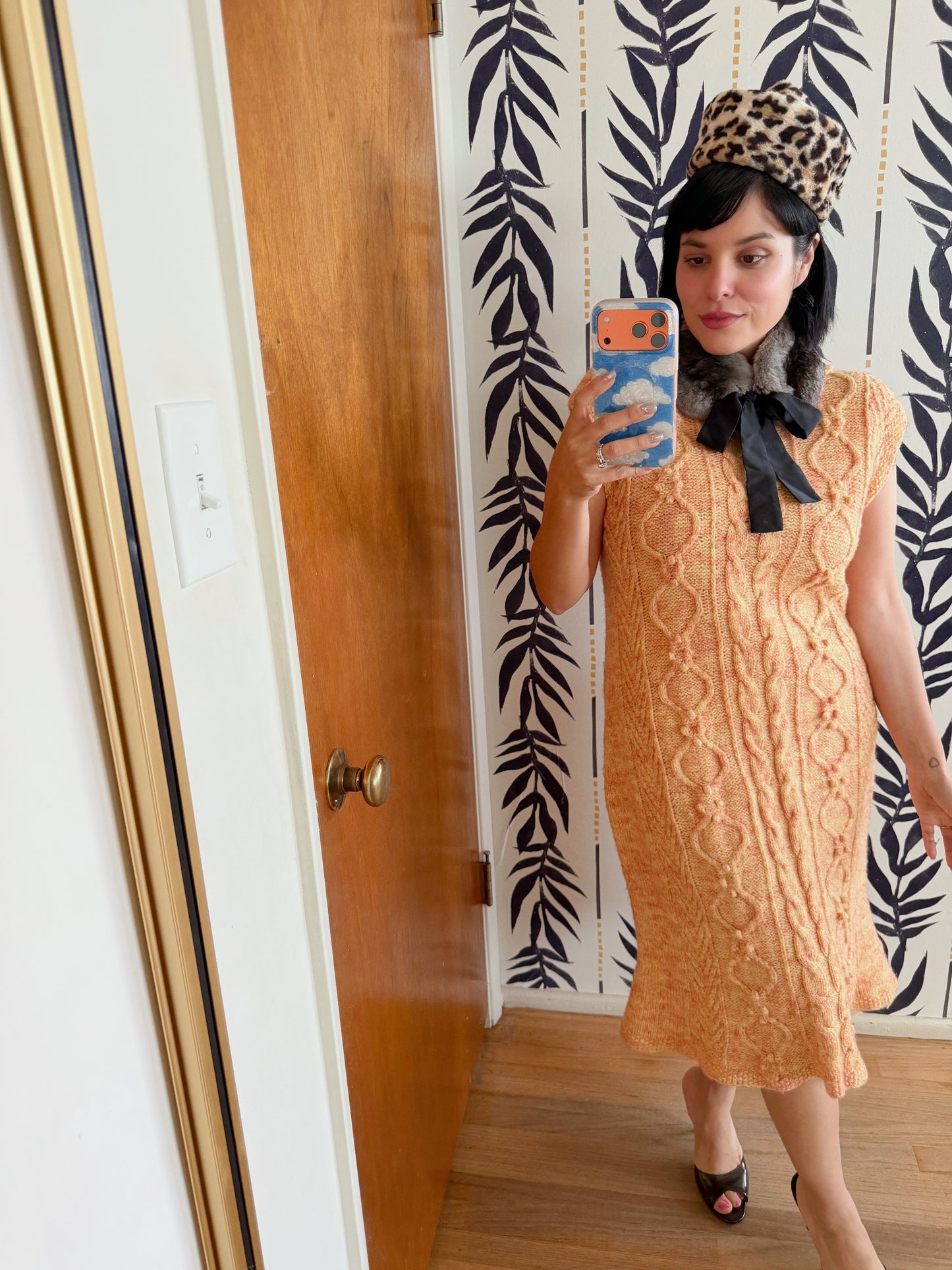 Vintage 50s/ 60s Cheetah Plush Box Hat