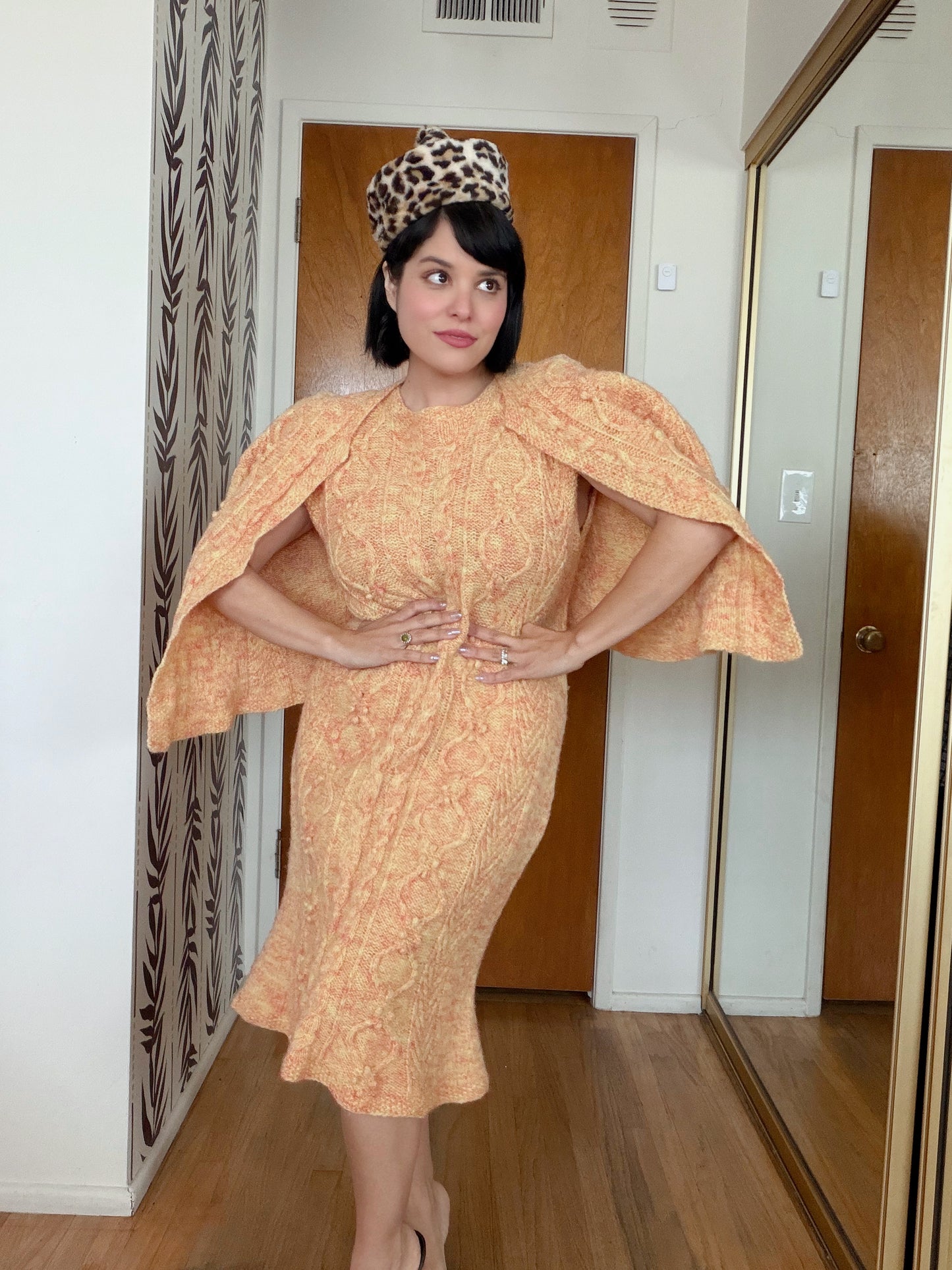 Vintage 50s/ 60s Cheetah Plush Box Hat