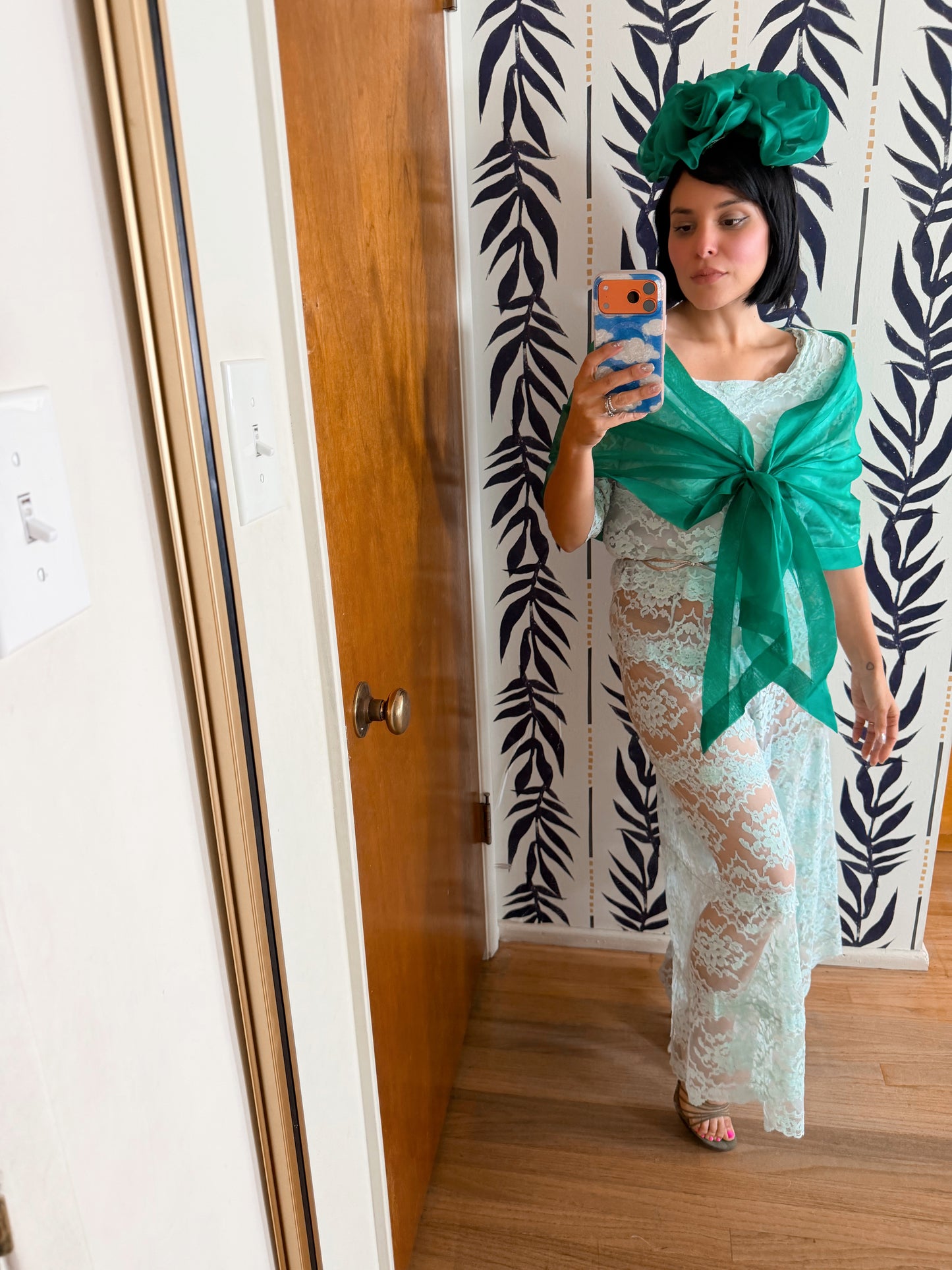 60s Blue Lace Sheer Bottoms and Matching Blouse XS-SM