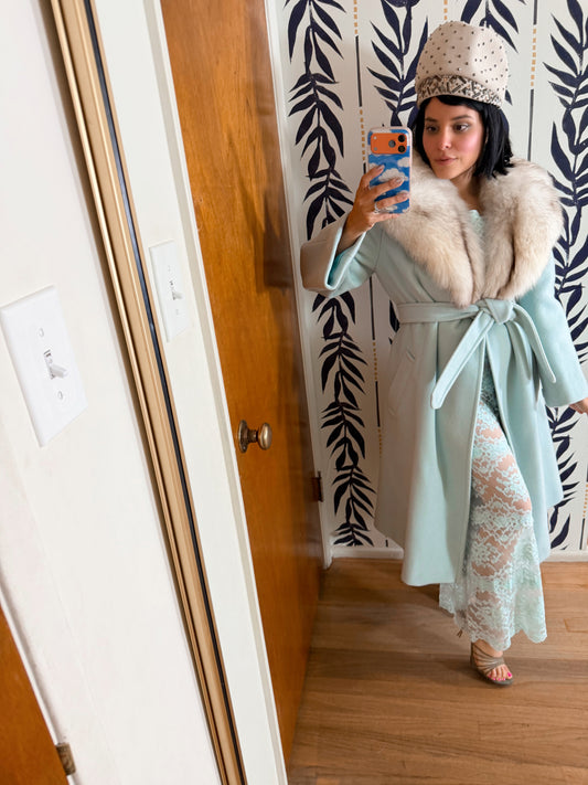 60s Blue Lace Sheer Bottoms and Matching Blouse XS-SM