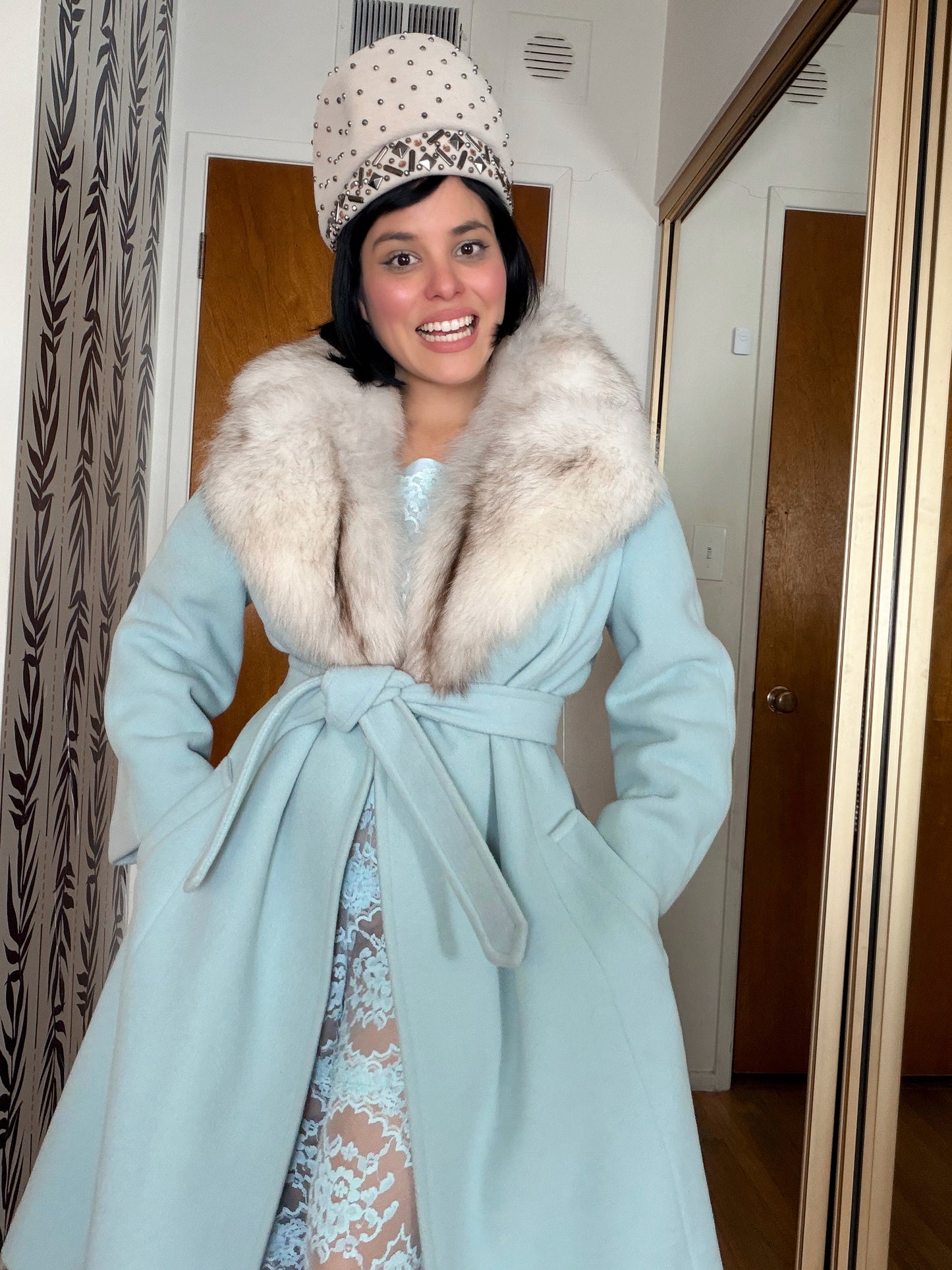 60s Blue Lace Sheer Bottoms and Matching Blouse XS-SM