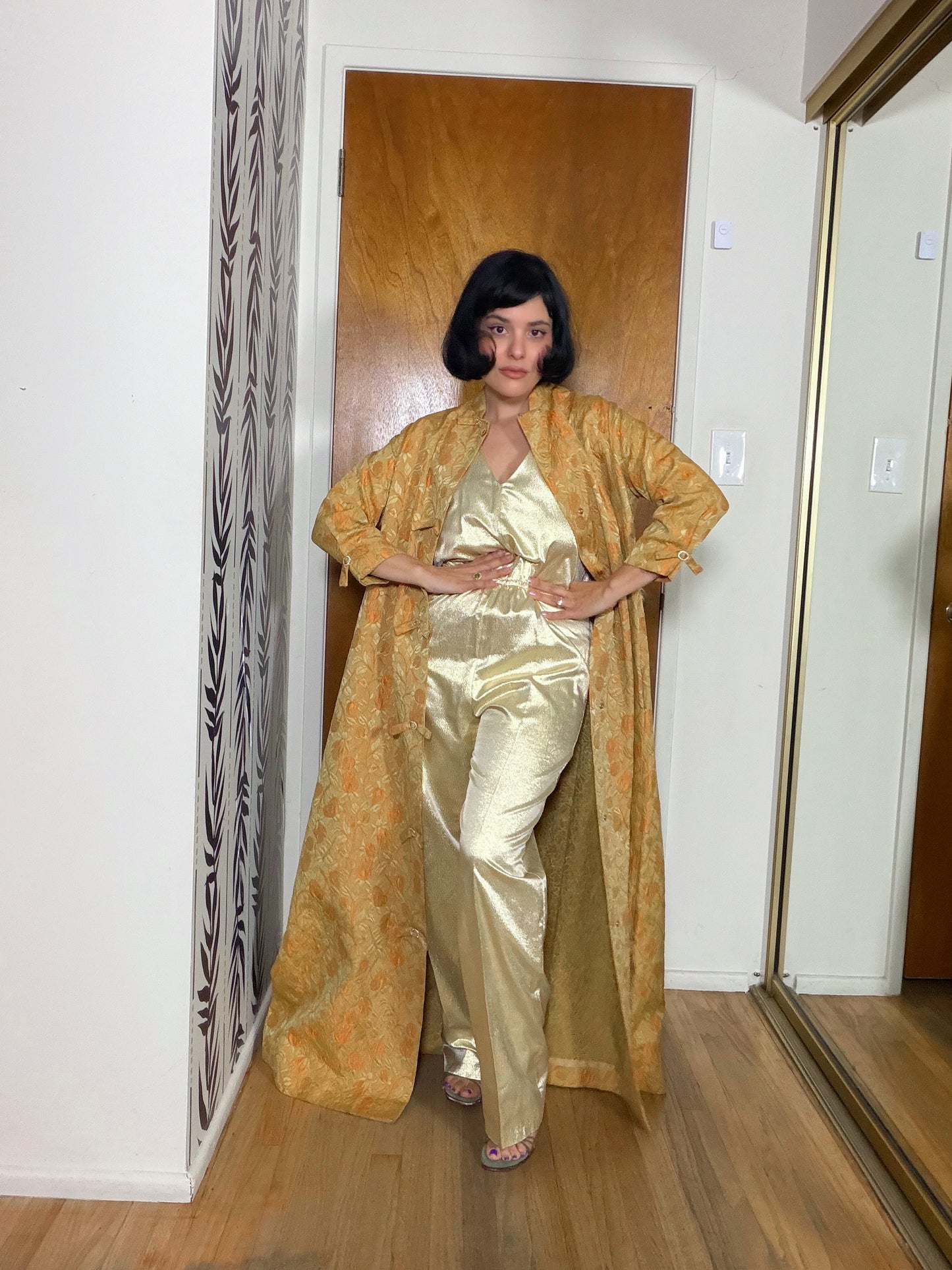 Vintage 70s Metallic Halter Jumpsuit by Friday’s Child Fits XS-M