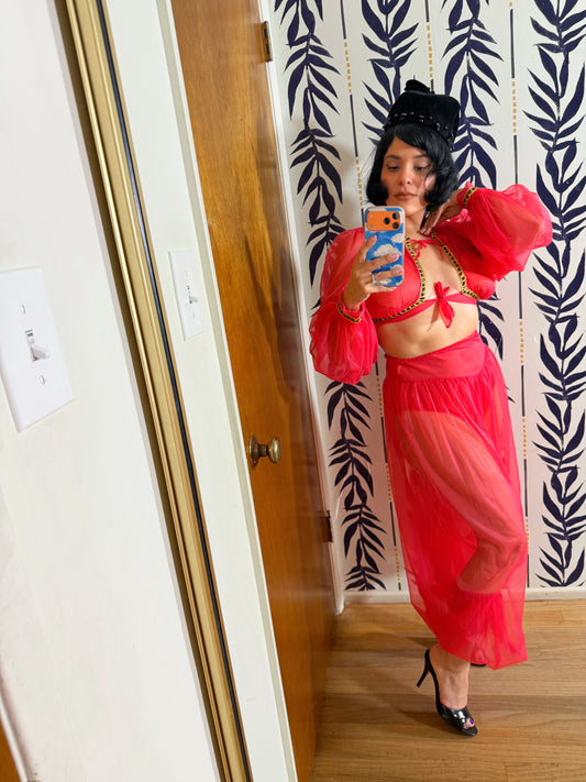 Vintage 60s Hot Fuschia Genie Pant Set by Silhouettes of California Fits XS-SM