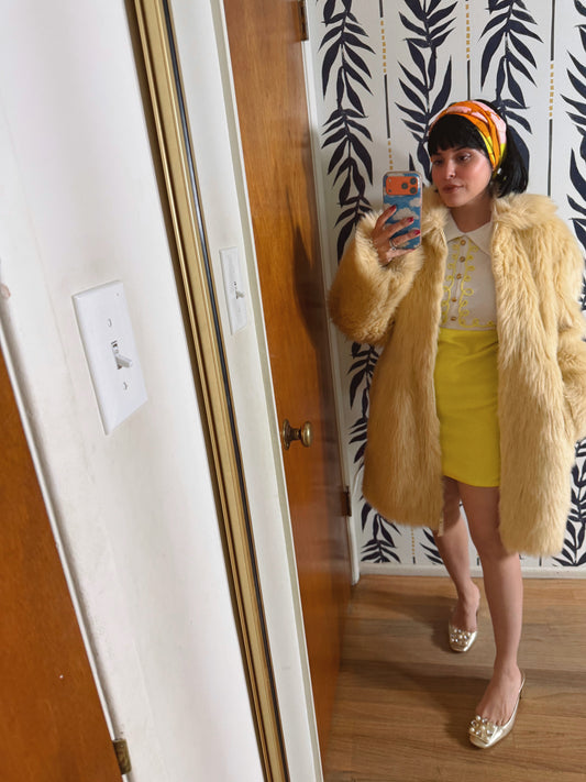 Vintage 60s Yellow and White Sergeant Pepper Dress Fits XS-M