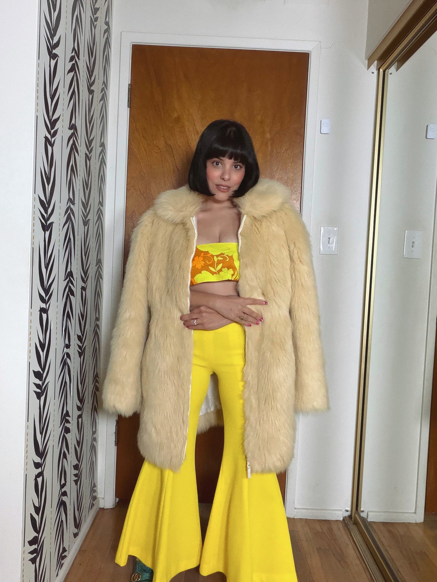 Vintage 60s Faux Shag Fur Oversized Coat Fits all Sizes