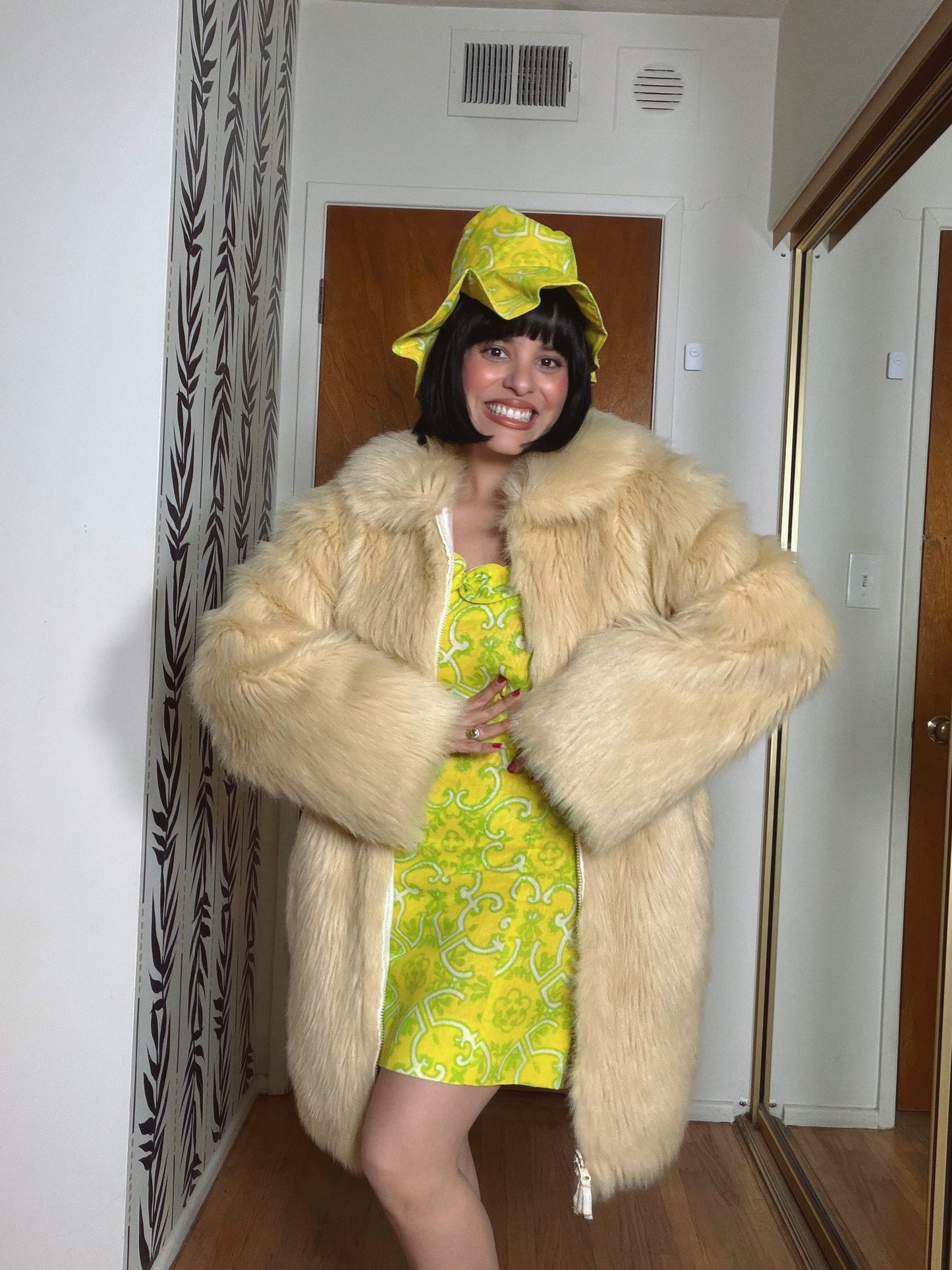 Vintage 60s Faux Shag Fur Oversized Coat Fits all Sizes