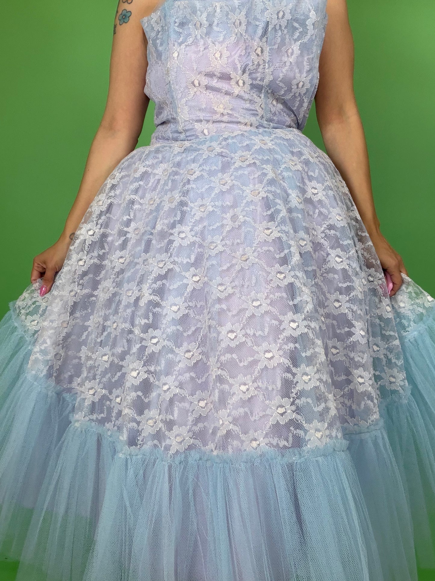 Vintage 50s Blue Ombre Cupcake Party Dress XS-SM