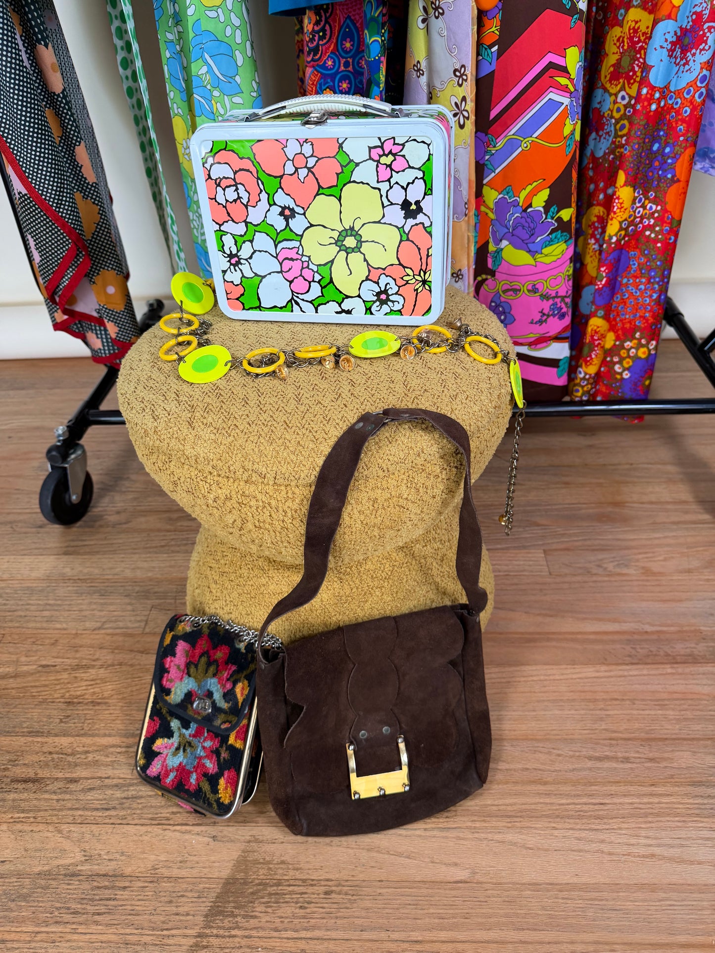 Vintage 60s Suede Mod Chocolate Hobo Shoulder Bag