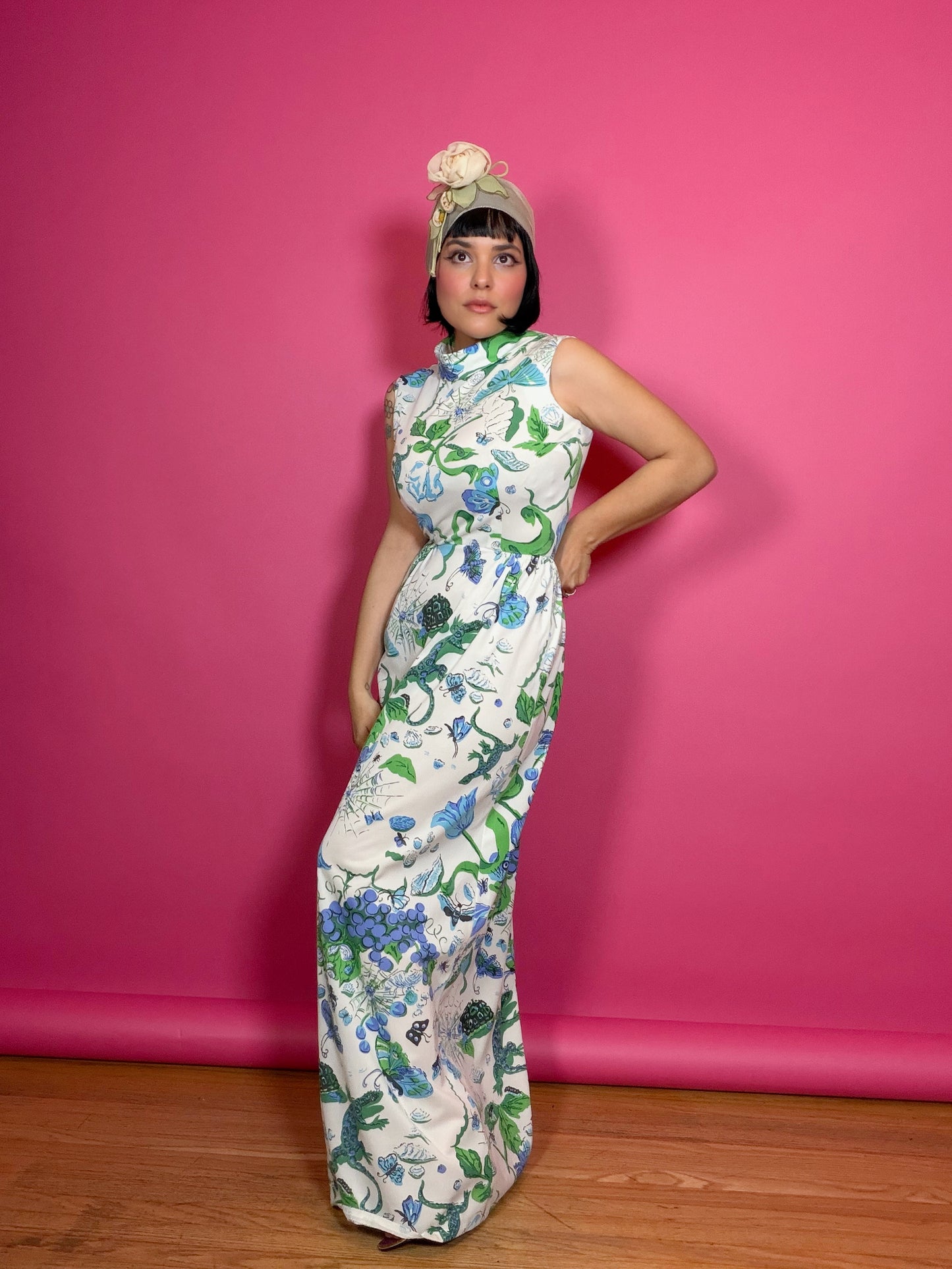 Vintage 60s “Serbin of Florida” designed by Muriel Ryan novelty print maxi Fits XS-SM