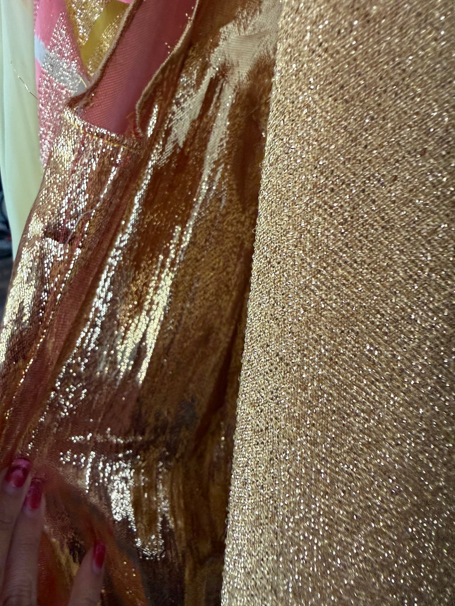 60s Vintage Gold Lame Wet look Bodysuit Fits XS-SM