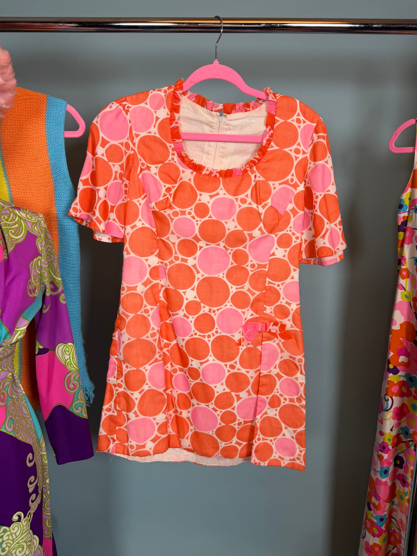 60s Bold Polkadot Mini Dress Sassy by Gregg Draddy Fits XS-SM
