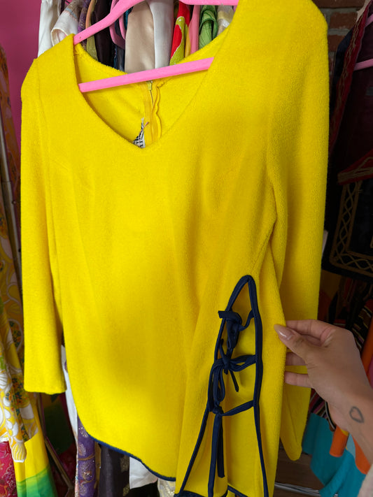 Vintage 60/70s Estevez Yellow Peekaboo Bell Pant Set Fits XS-M