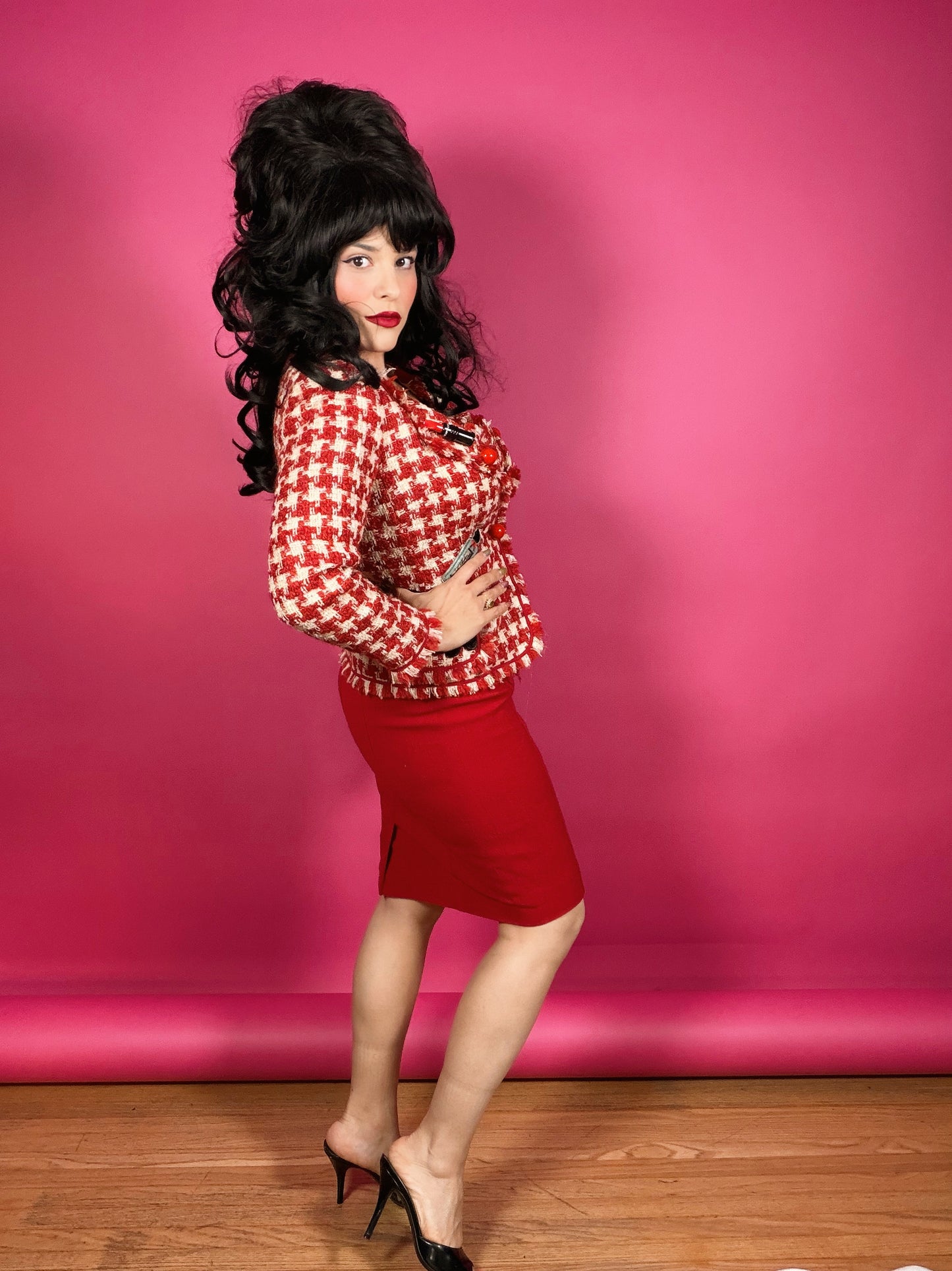 Vintage “Moschino Cheap & Chic” Made in Italy Houndstooth Novelty Makeup Suit Fits XS-SM Possible size M