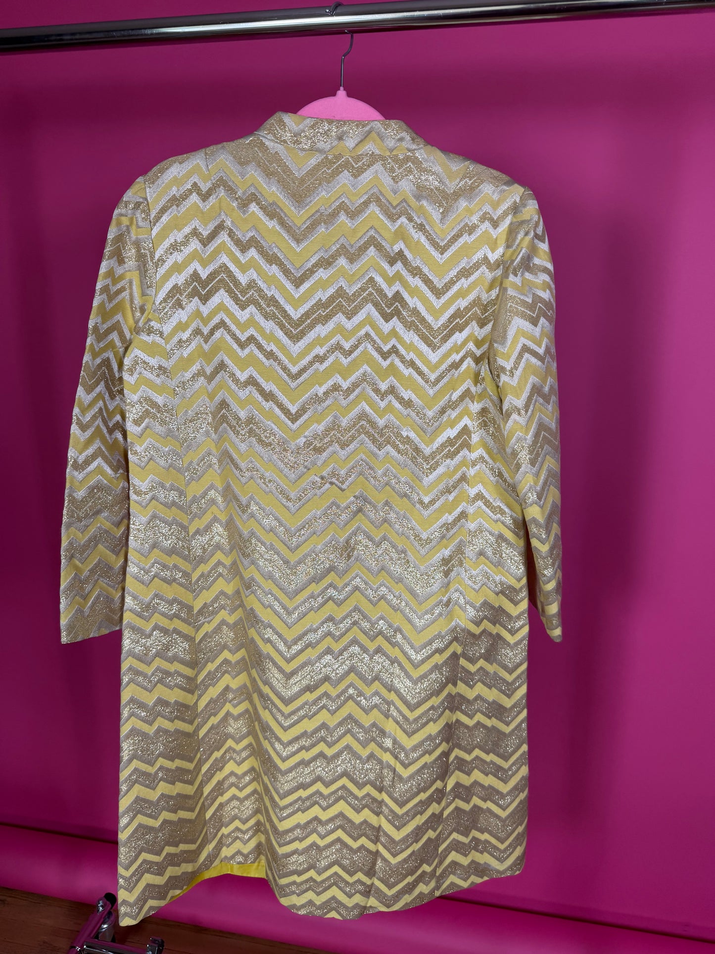 Vintage 60s Leslie Fay Original Chevron Metallic Mod Fits XS-M