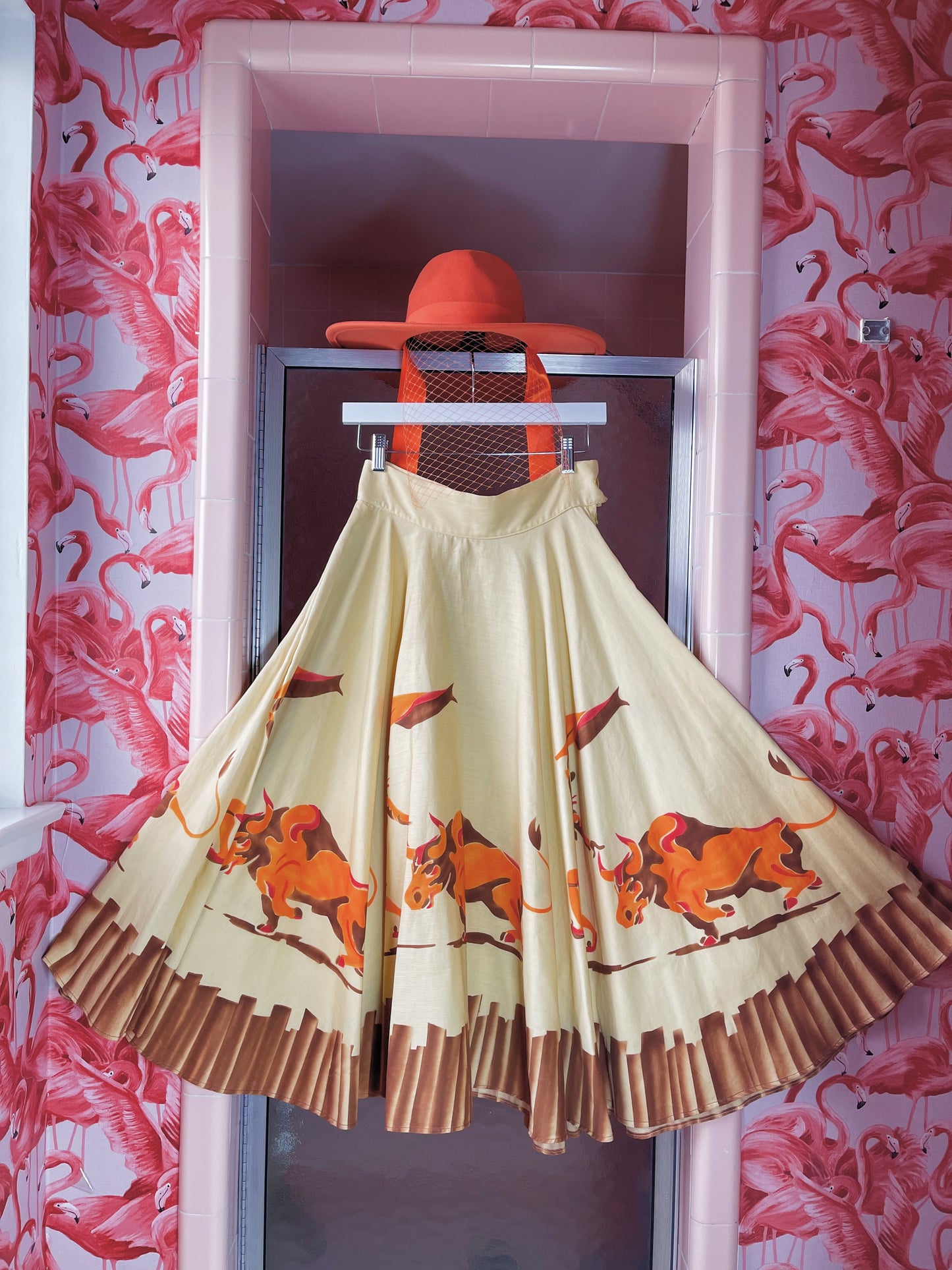 Vintage 50s Bull Matador Novelty Circle Skirt Fits Sizes XS-SM