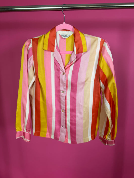 Vintage 60s Stockton Candy Striped Blouse Fits XS-M