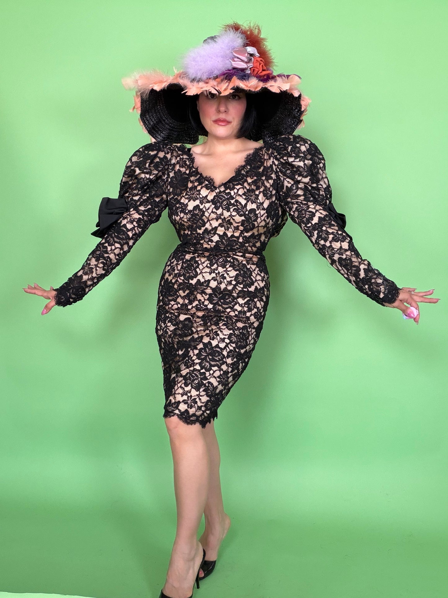 Vintage 80s /90s French Lace Dress by Isa Velle Allard Paris Fits XS-SM