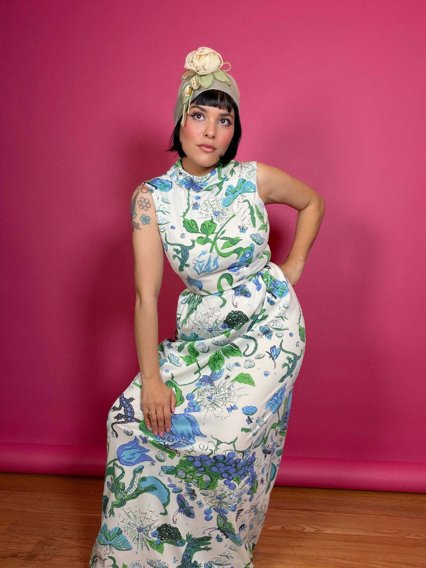 Vintage 60s “Serbin of Florida” designed by Muriel Ryan novelty print maxi Fits XS-SM