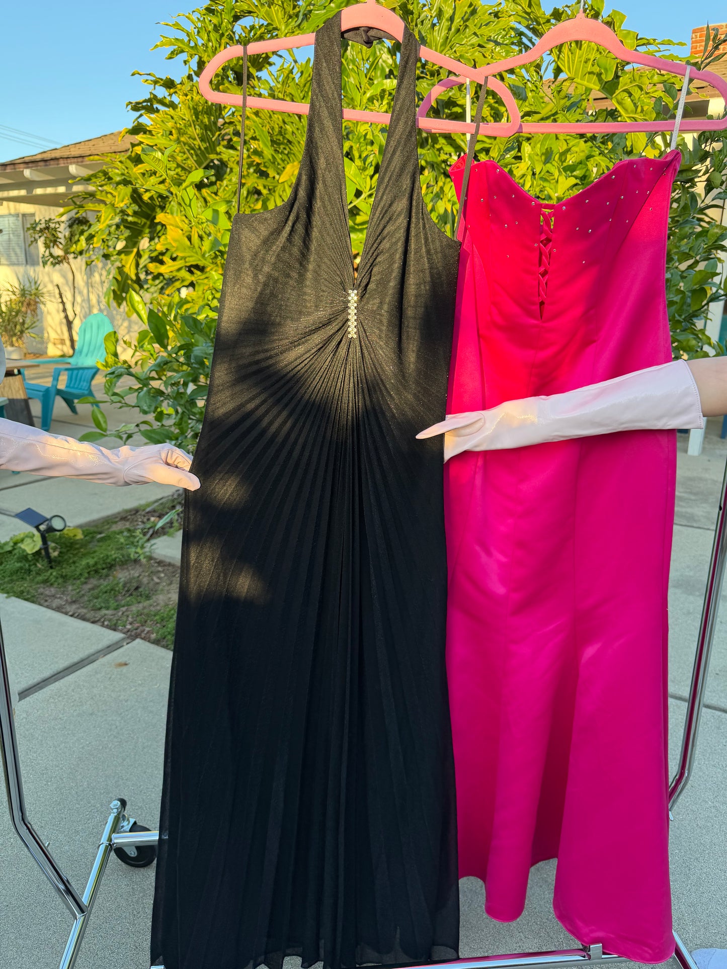 Late 70s / 80s Black Lurex Halter Gown (like William Travilla design) Fits S-L