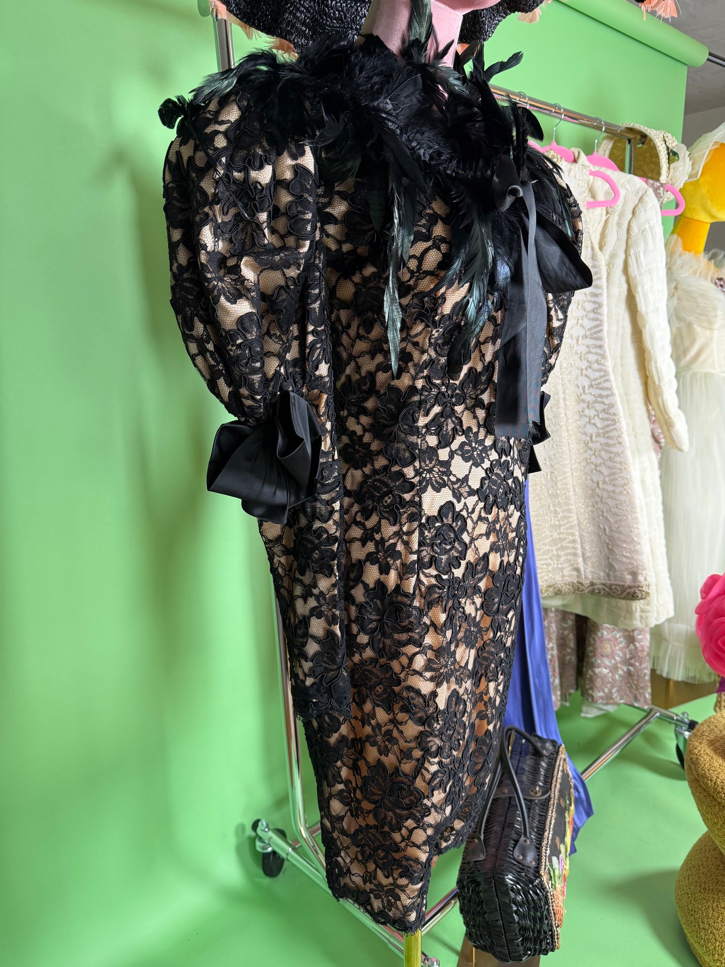 Vintage 80s /90s French Lace Dress by Isa Velle Allard Paris Fits XS-SM