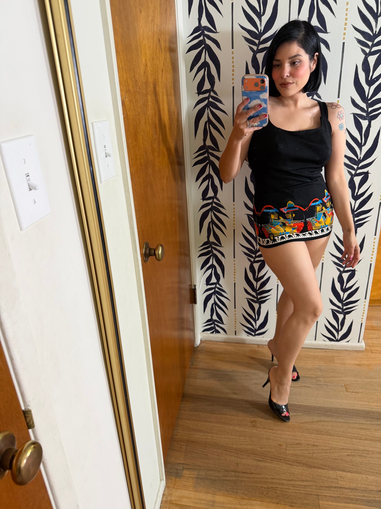 Vintage 50s / 60s Triumph Cleopatra Novelty Print Swimsuit Fits Sizes S-M