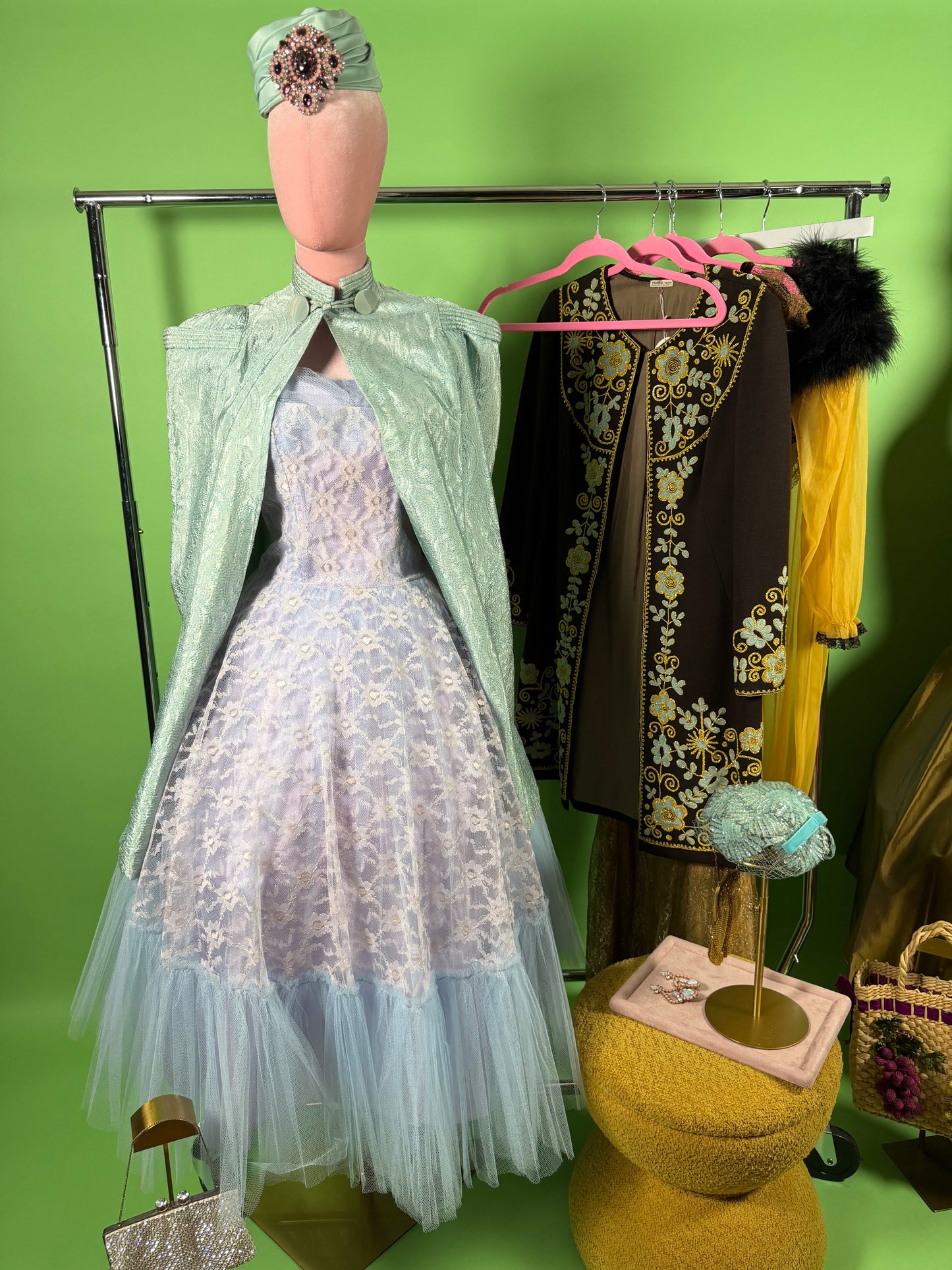 Vintage 50s Blue Ombre Cupcake Party Dress XS-SM