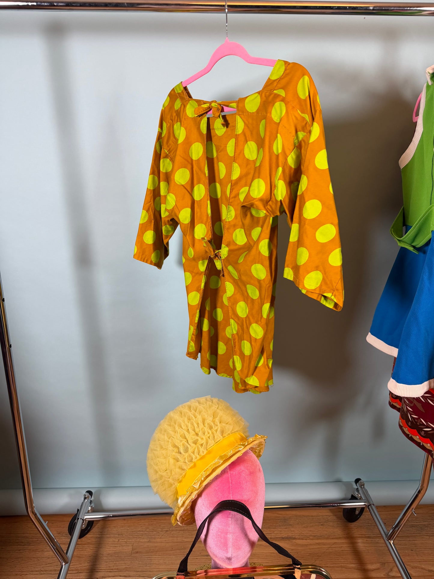 Vintage 1960s Design House Cotton Polka Dot Wrap Tunic Fits Most Sizes