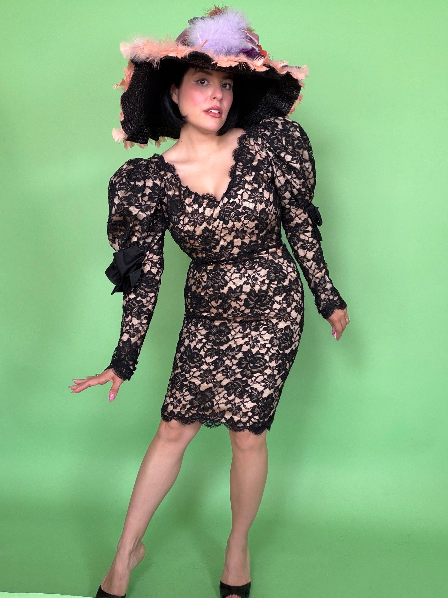 Vintage 80s /90s French Lace Dress by Isa Velle Allard Paris Fits XS-SM