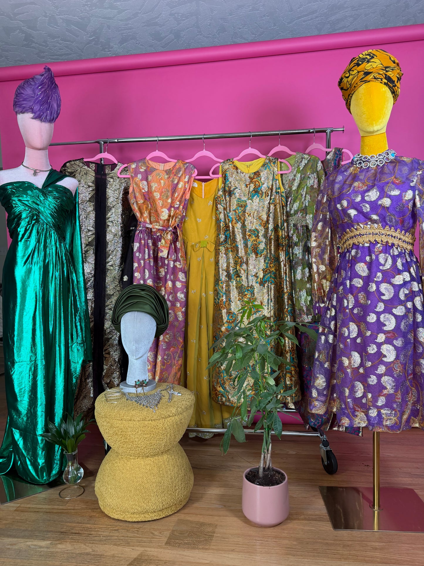 Vintage 60s Krist Sunset Ombre & Gold Paisley Gown Fits XS-SM & Possible size M