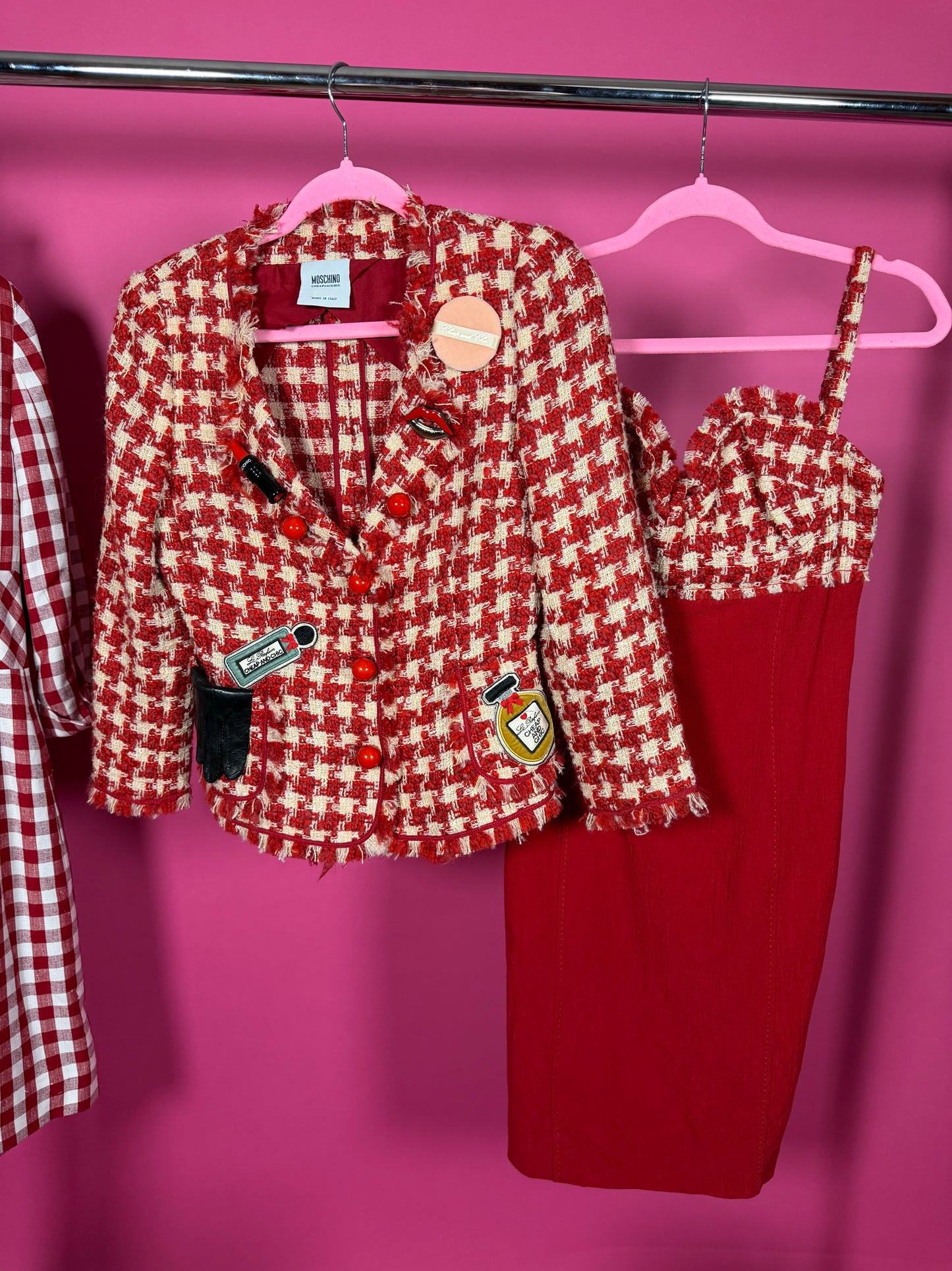 Vintage “Moschino Cheap & Chic” Made in Italy Houndstooth Novelty Makeup Suit Fits XS-SM Possible size M