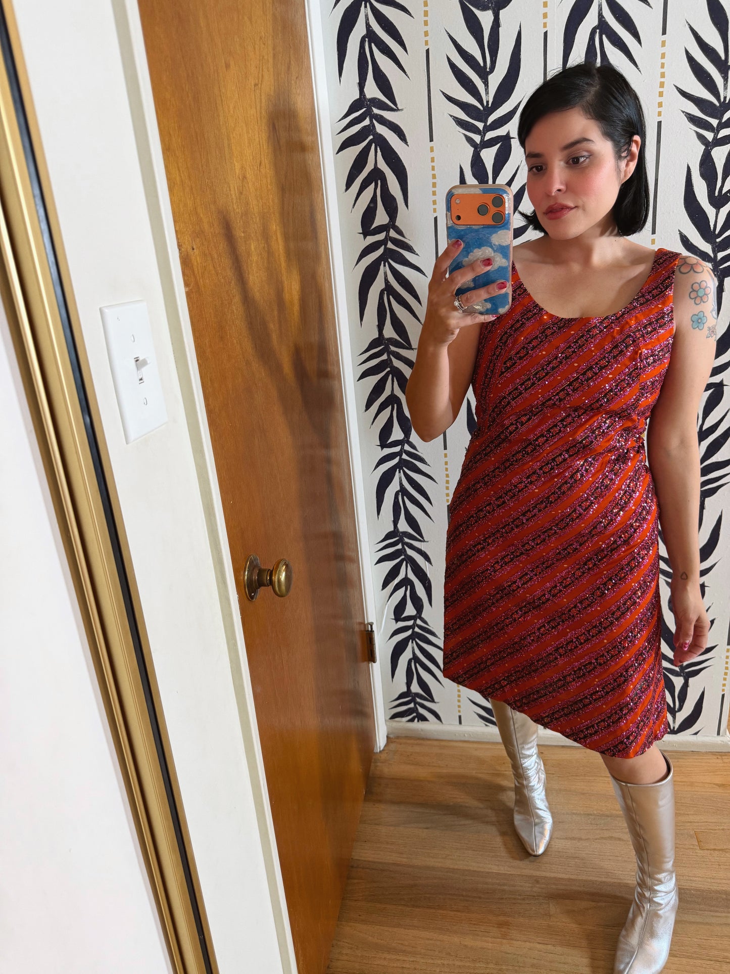 60s Vintage Mod Glitter Dress by Miss Polly for Calypso Fits XS-SM