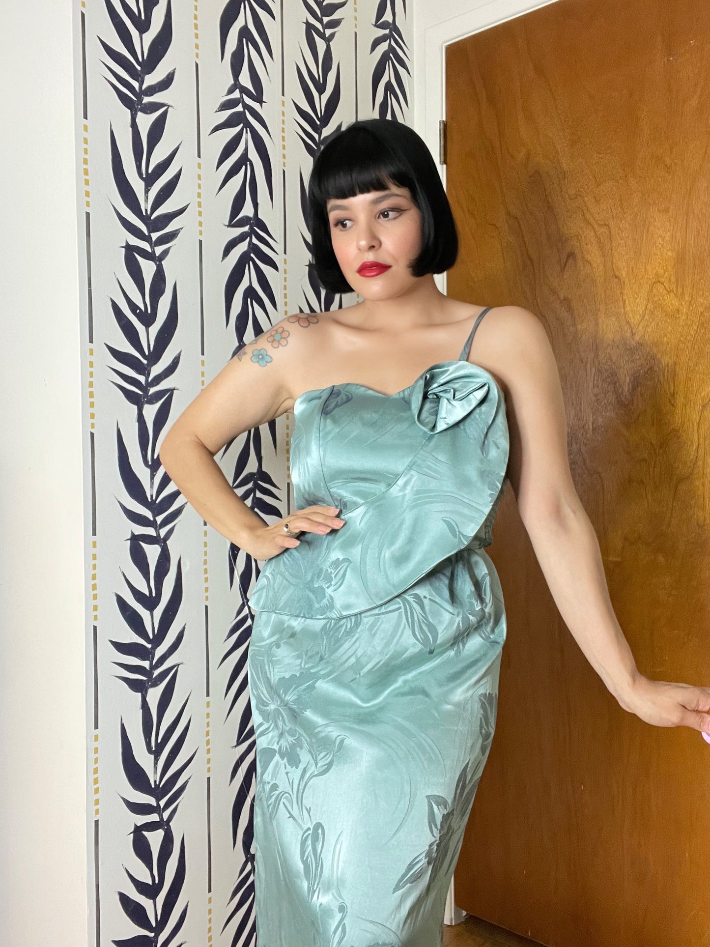 Satin store wiggle dress