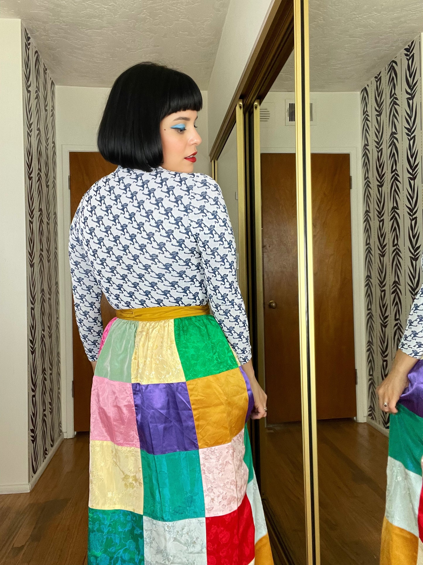 Vintage 60s / 70s Patchwork Wrap Maxi Skirt Fits Sizes XS-M