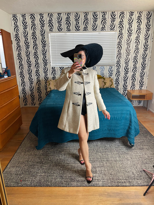 Vintage 50s / 60s Whimsical Made in Austria Wool Coat Fits Sizes XS-SM