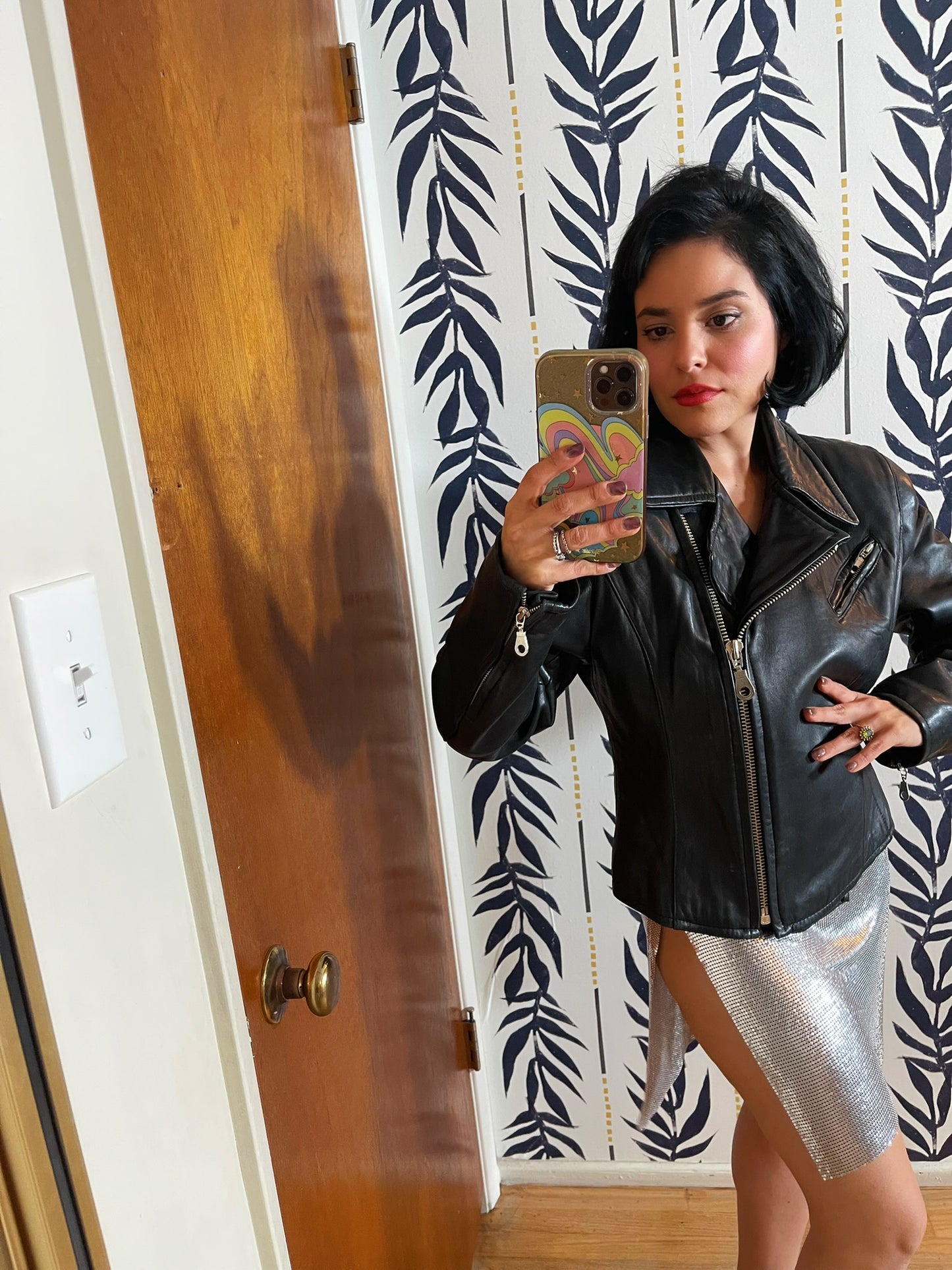 Vintage 80s "Luis Alvear" Leather Jacket - Fits Up To Size L