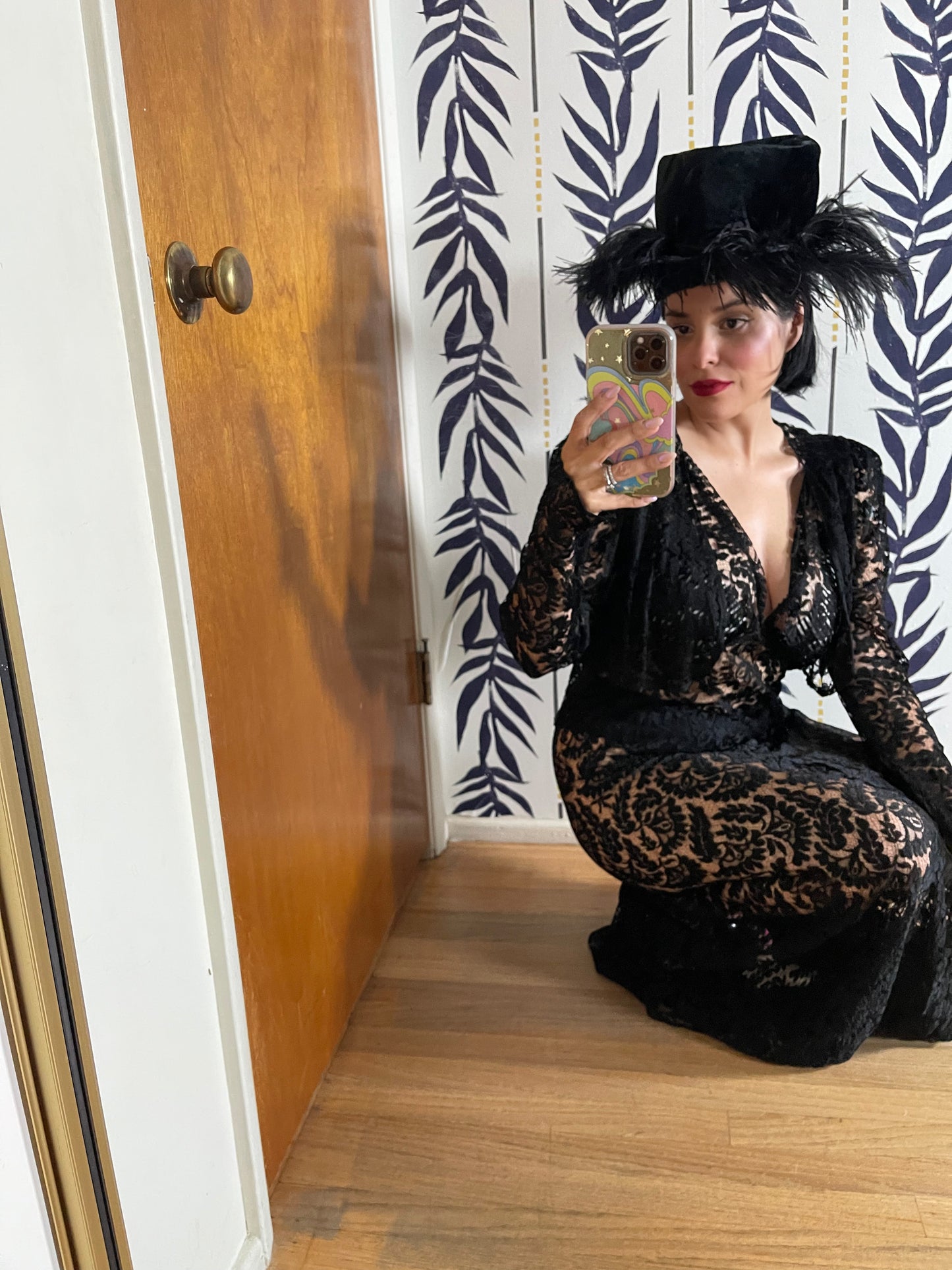 60s Black Ostrich Original Henry Margu Creations Velvet Feather Hat