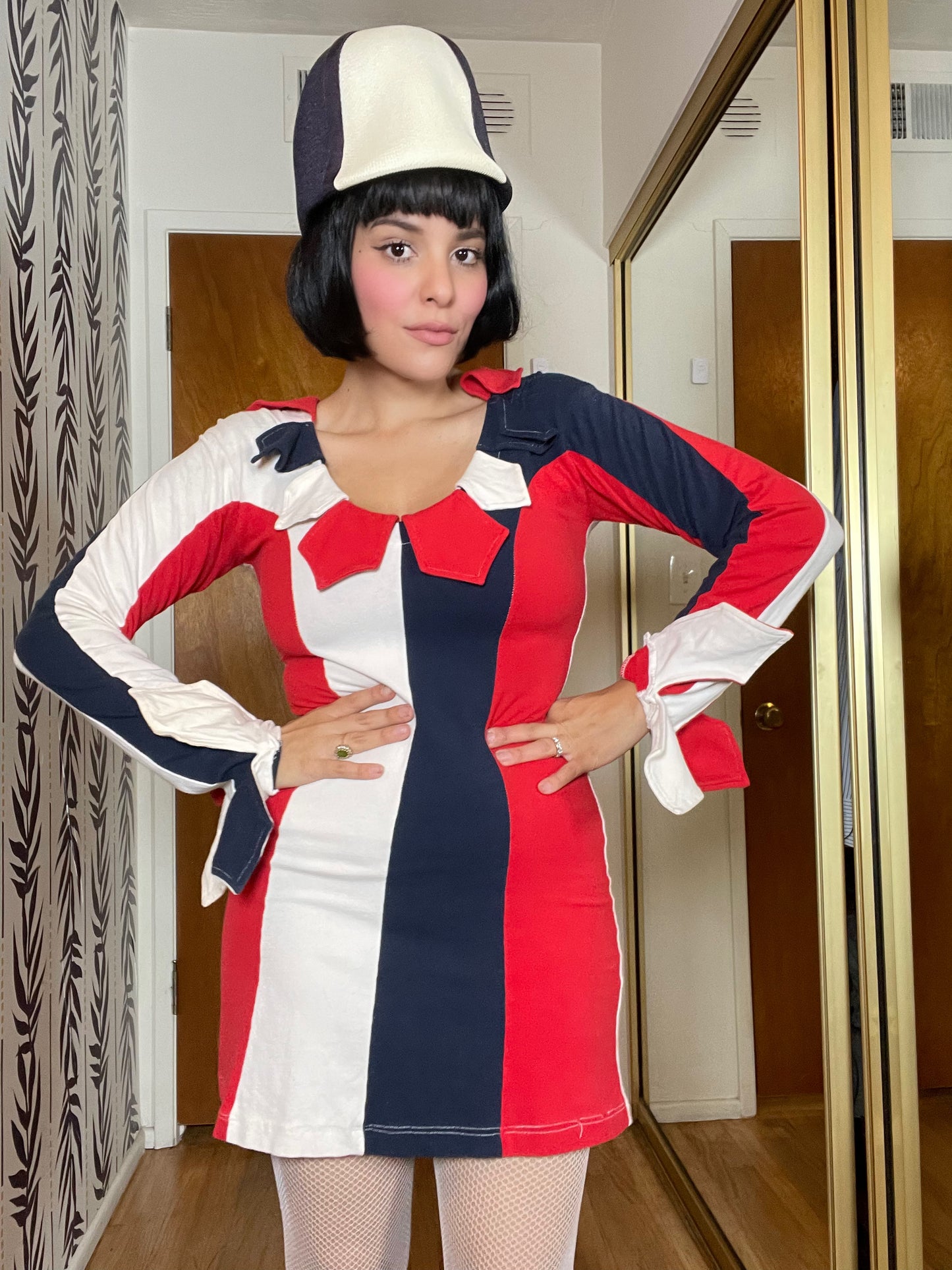 Vintage "Mary Ann Johnson for Phreaks" Red White and Blue Jester dress