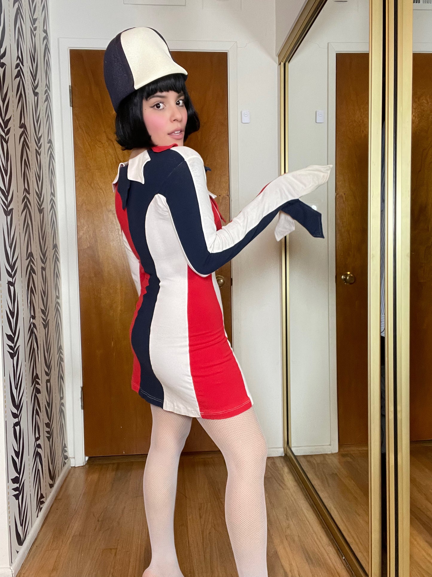 Vintage "Mary Ann Johnson for Phreaks" Red White and Blue Jester dress