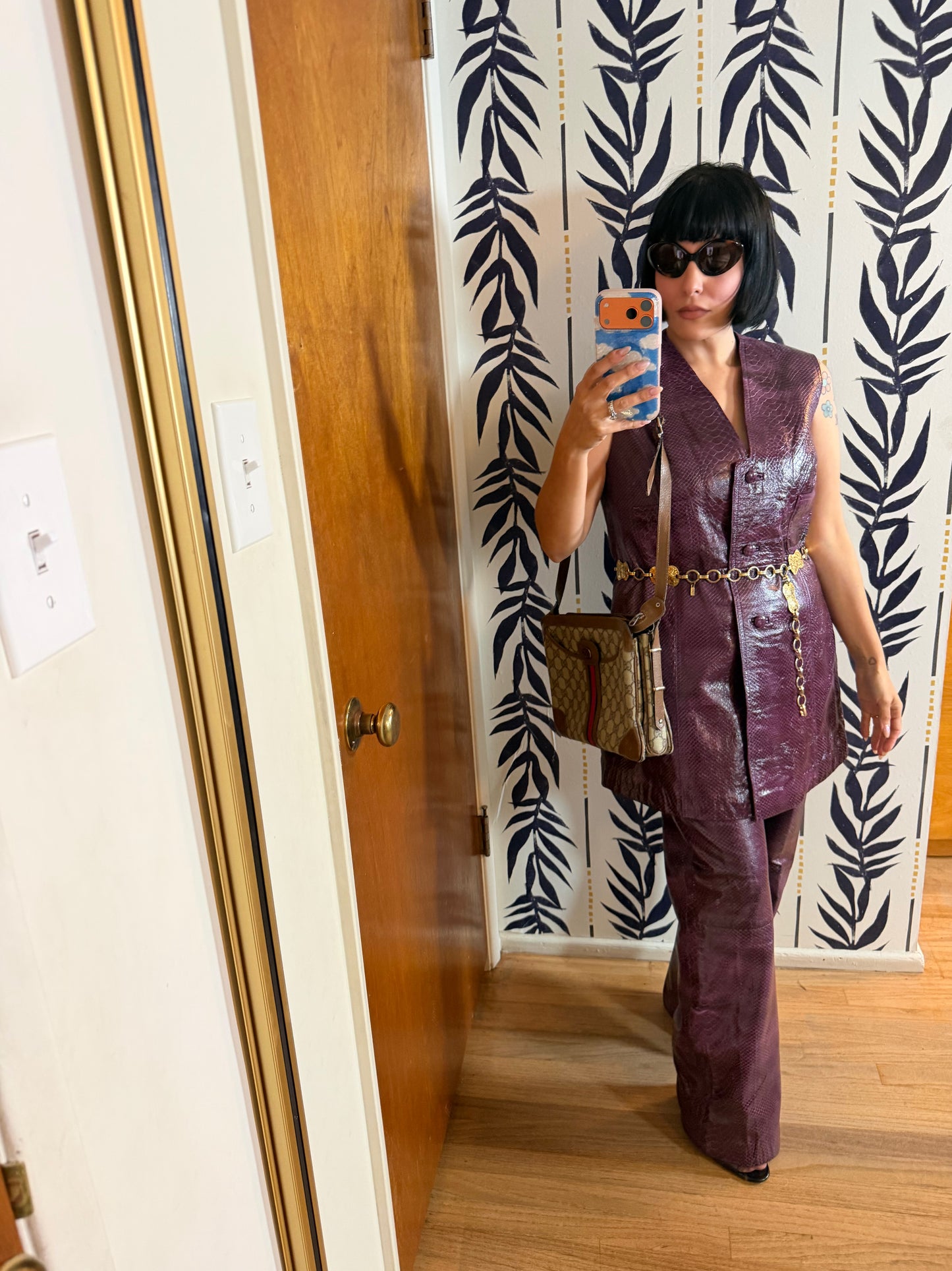 60s/ 70s Vintage Bullock’s Vest & Matching Trousers Faux Snakeskin Fits S-M