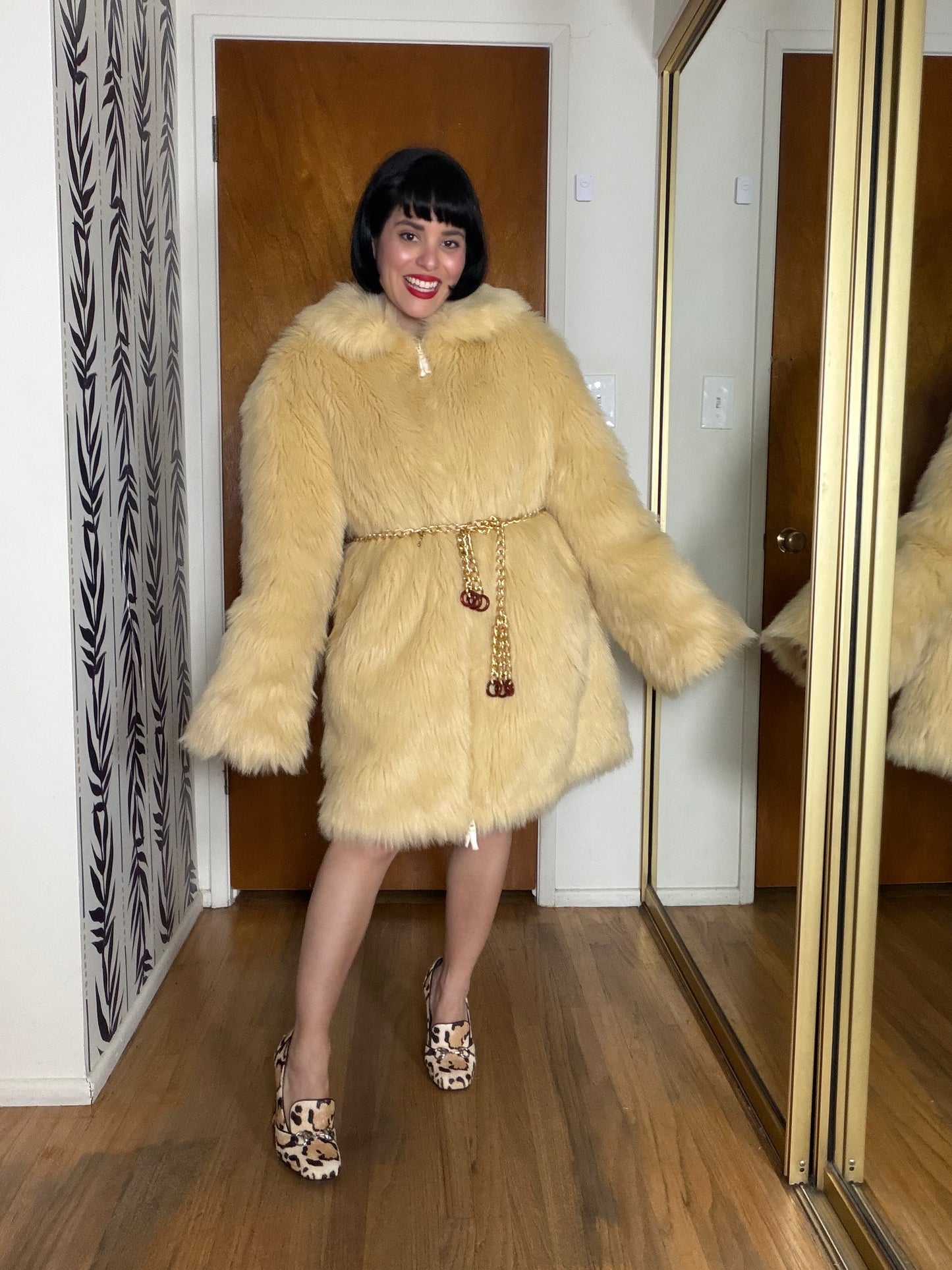 Vintage 60s / 70s Faux Fur Shag Coat Fits S-L