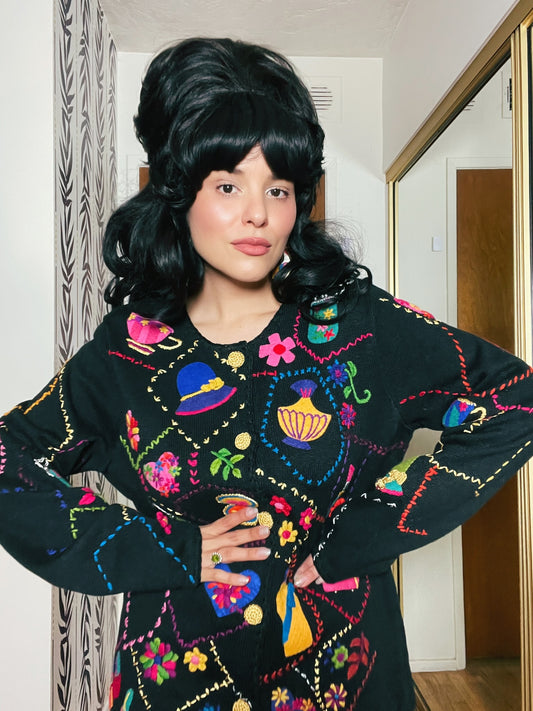 Vintage 1998 "Michael Simon" Lipstick and Purses Novelty Cardigan - Fits Up To Size XL