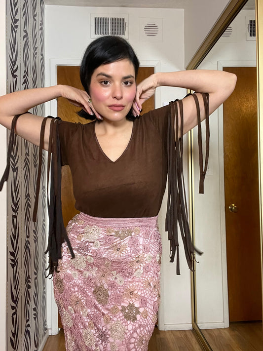 Vintage 90s Y2K "Hendy" Faux Suede Top - Best Fits Size M, Possibly L