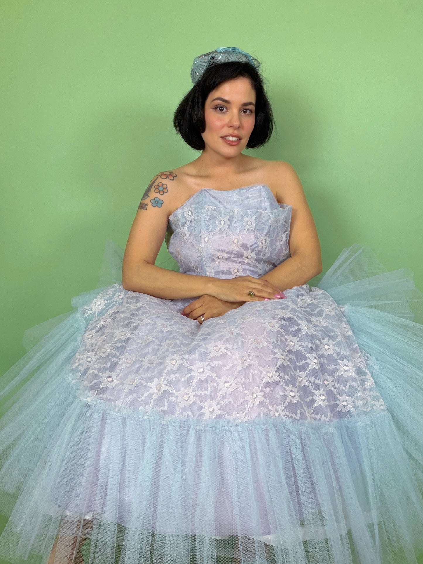 Vintage 50s Blue Ombre Cupcake Party Dress XS-SM